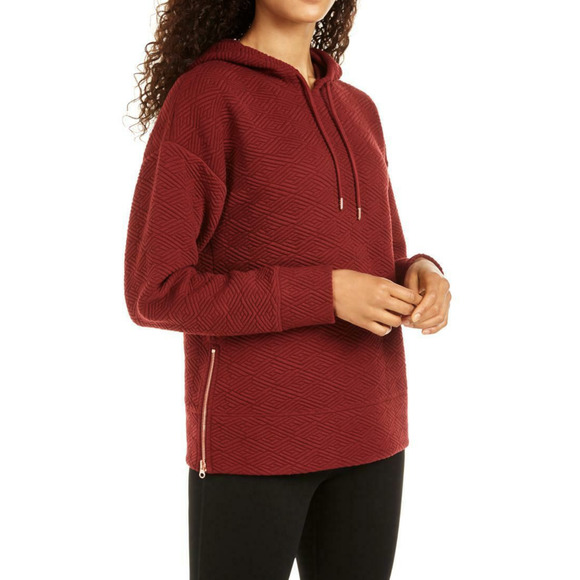 Ideology Tops - 4/$25 Ideology Burgundy Quilted Sweater Hoodie NWT